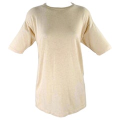 TSE Size M Beige Oatmeal Cashmere Silk Short Sleeve Pullover