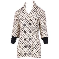 Givenchy Black & White Plaid Jacket W/Oversized Collar & Lycra Sleeve Attachment 4