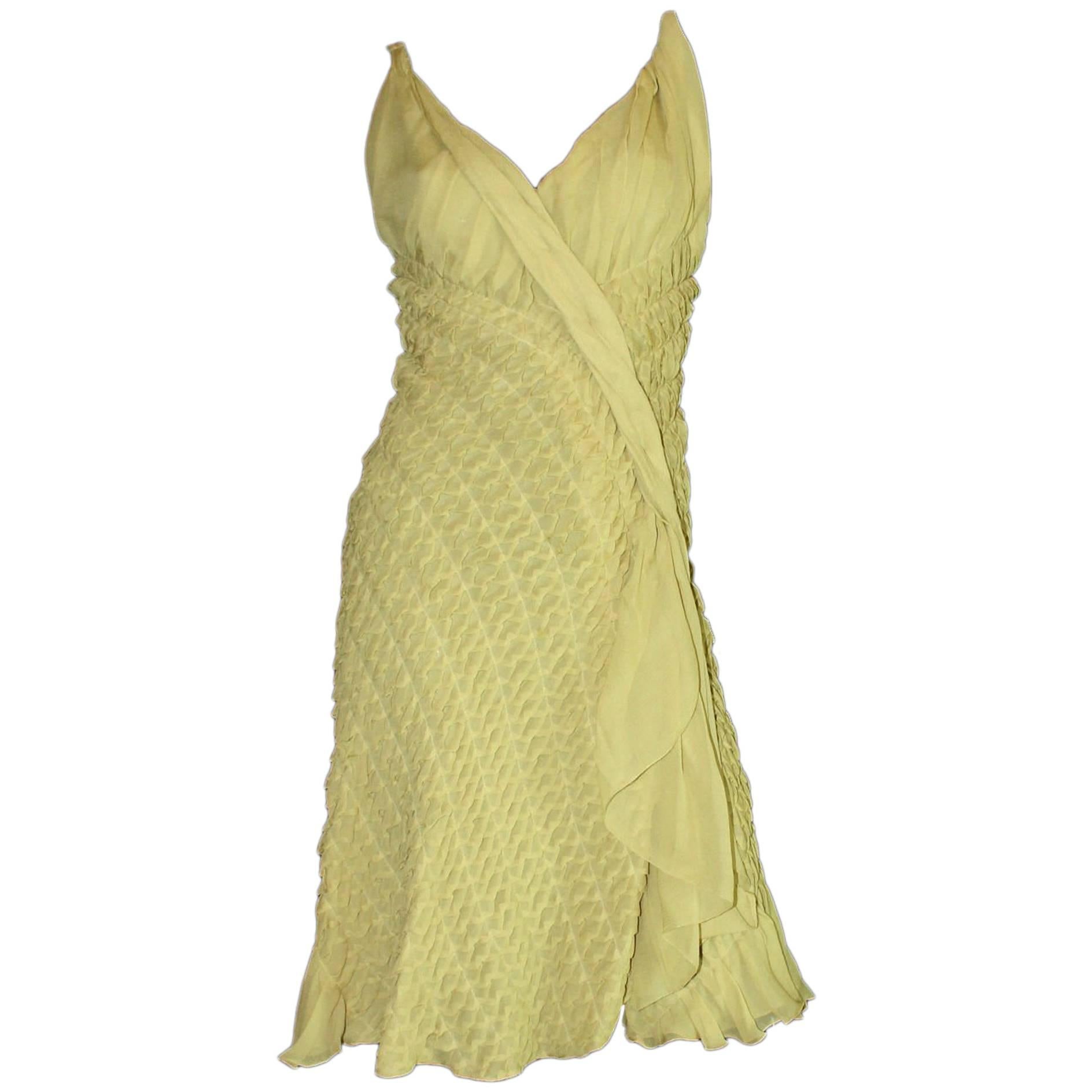 Prada 3D Draped Chiffon Silk Fairy Dress