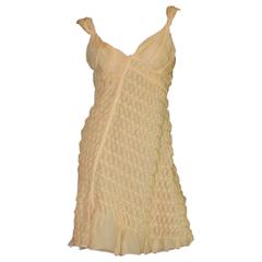 Asymmetric Prada Caramel 3D Draped Chiffon Silk Fairy Dress 1