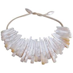 Vintage Danish Monies Gerda Lynggaard Mother Of Pearl Choker Necklace