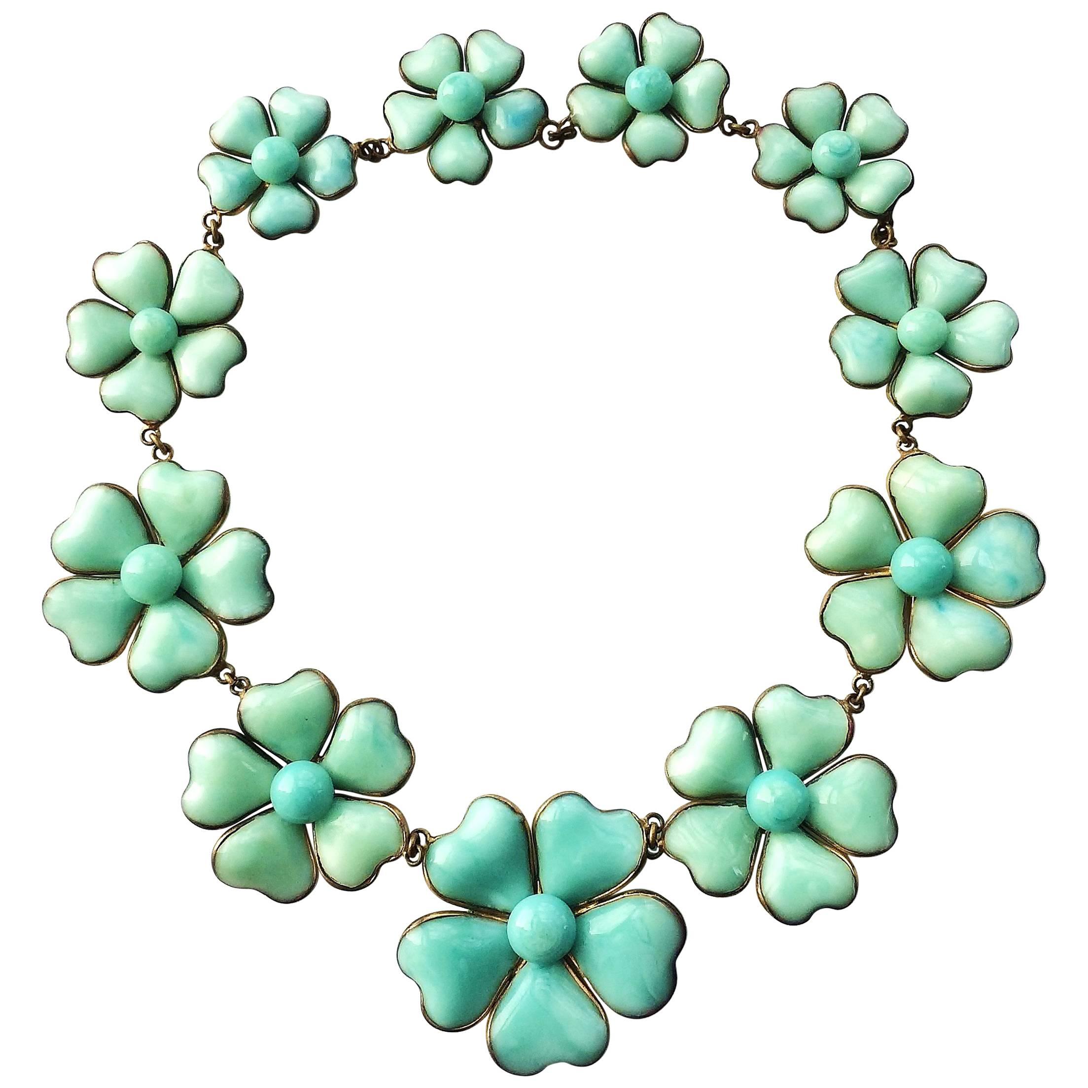 A very rare iconic Chanel poured glass 'camellia' necklace, 1930s
