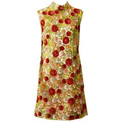 Vintage 1960s Italian Couture Sequins Cocktail Mod Mini Dress 