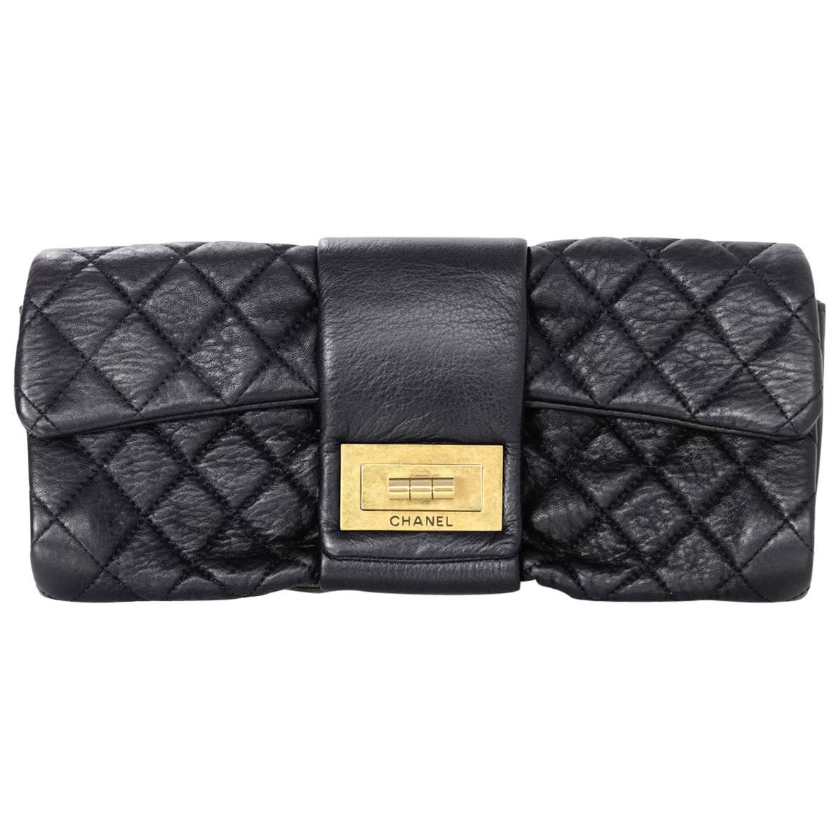 Chanel Black Quilted Leather 2.55 Reissue Clutch Bag