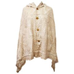 Comme des Garcons Beige Lace Hooded Poncho Top 2011