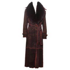 Christian Dior by John Galliano Burgunderfarbener Shearling-Mantel mit Fuchspelz, Herbst/Winter 2000