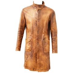 Hideo Motoike Tan Leather Art Coat
