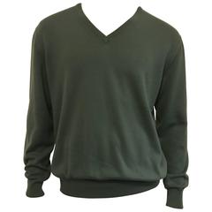 Men's Loro Piana Baby Cashmere V Neck Pullover in Soft Teal