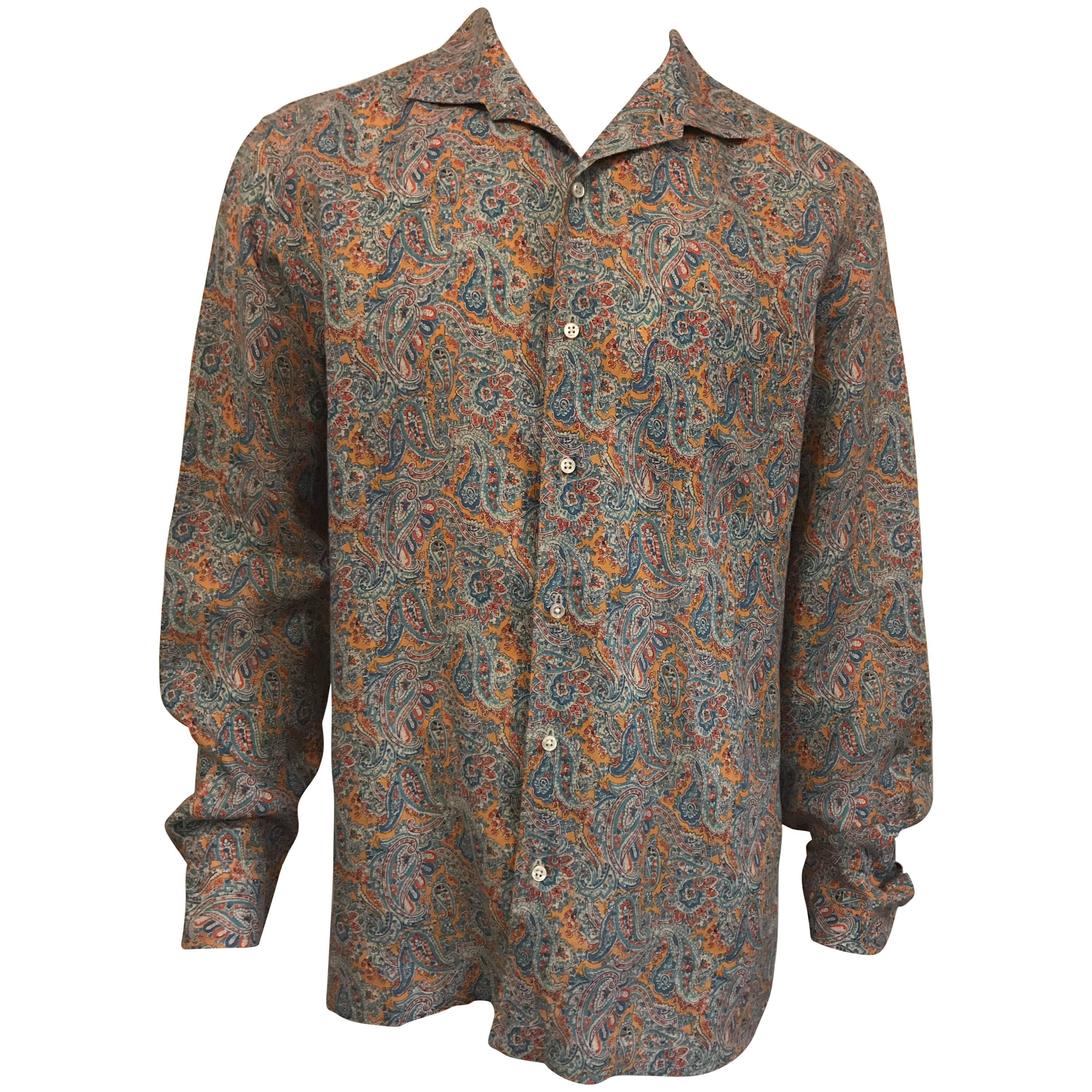 Men
s Ralph Lauren Purple Label Linen Paisley Print Shirt