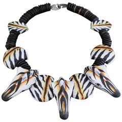 Vintage Danish Monies Gerda Lynggaard Zebra Choker Necklace Unique Signed