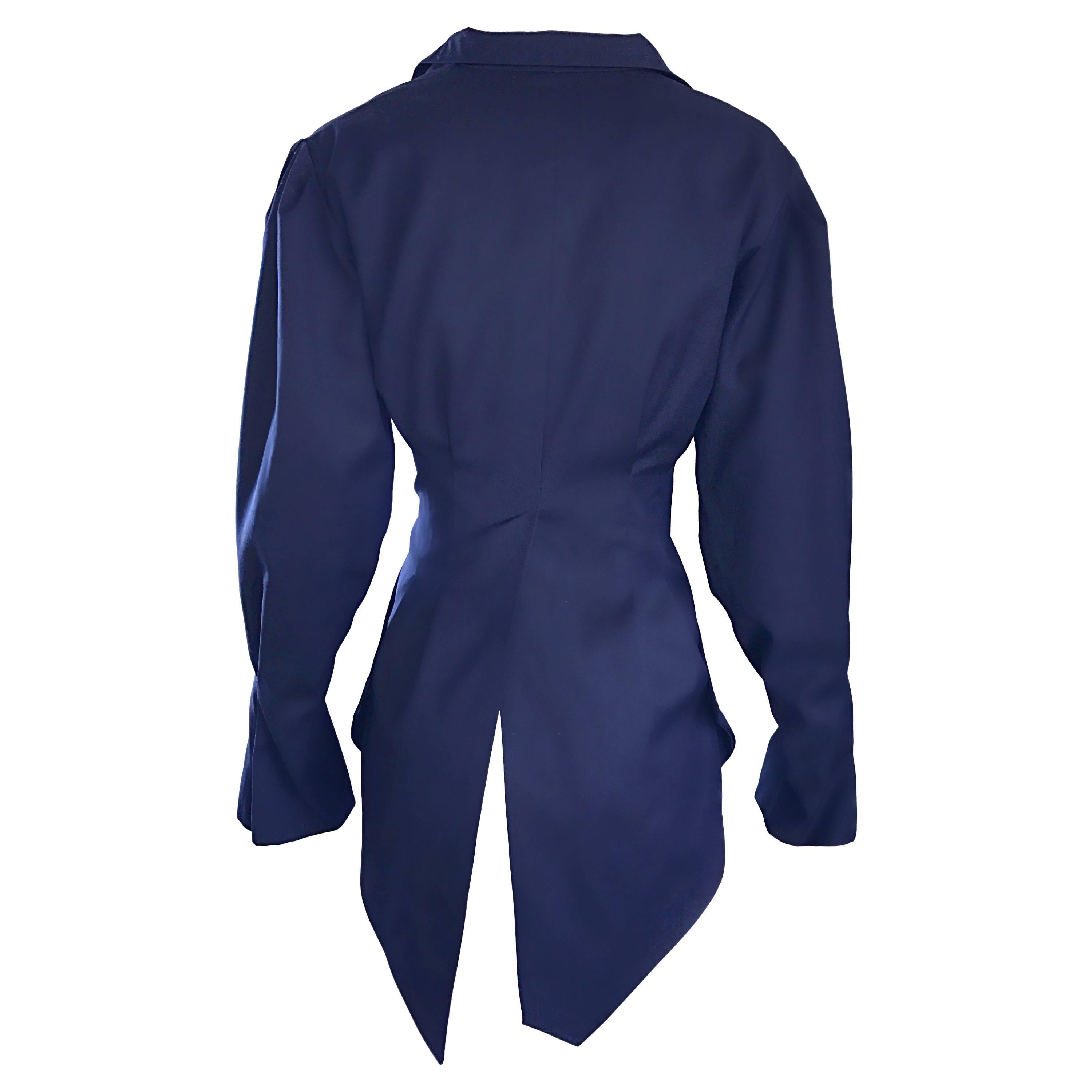 Rubin Singer Midnight Blue 2008 Avant Garde Asymmetrical Dinner Tux Tail Jacket 