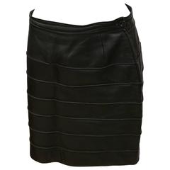 1980s Genny by Gianni Versace Black Leather Skirt