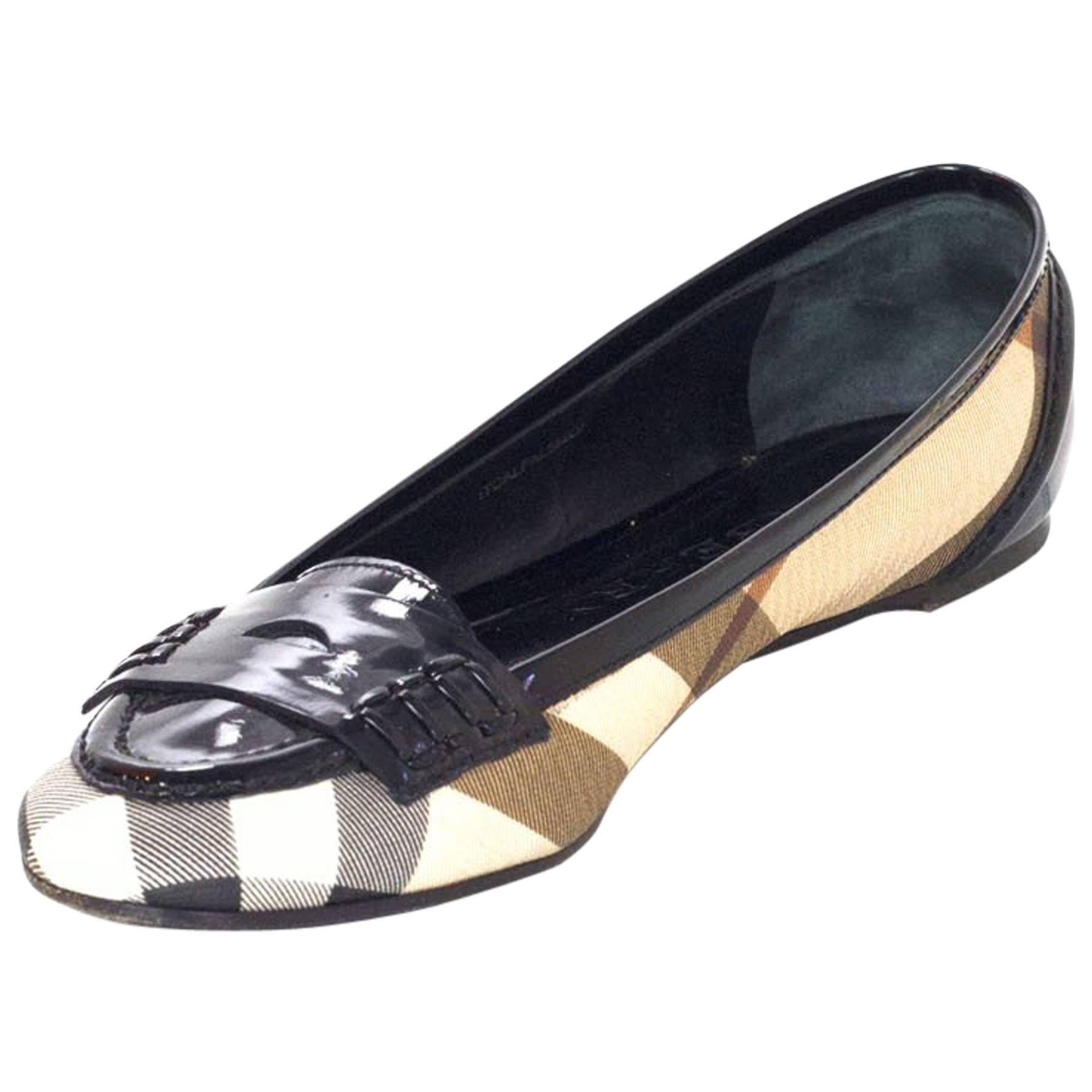 Burberry Nova Plaid Ballet Loafer Shoes Sz 37