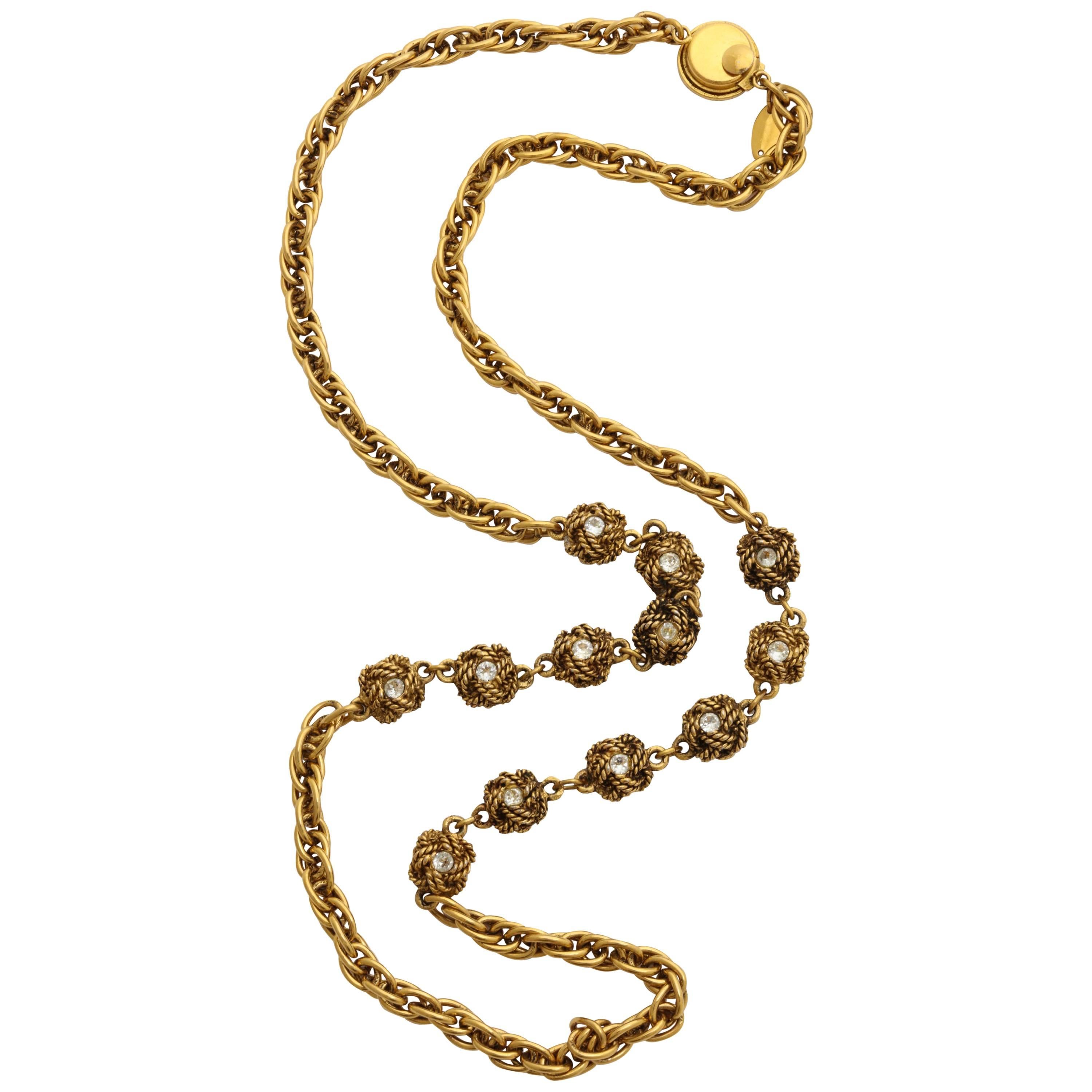 Chanel Gold Nuggets Necklace with Embedded Crystals For Sale