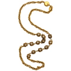 Chanel Gold Nuggets Necklace with Embedded Crystals