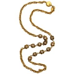 Chanel Gold Nuggets Necklace with Embedded Crystals 1