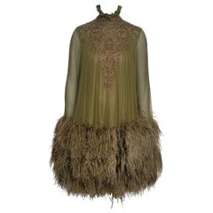 Alexander McQueen Chiffon Embellished Dress With Ostrich Feathers, FW 2006