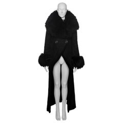 Vivienne Westwood Long Black Sheepskin Coat with Oversized Collar, FW 1992