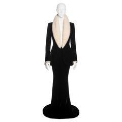 Ensemble de soirée haute couture Jean Paul Gaultier en velours avec fourrure de vison, automne-hiver 1999