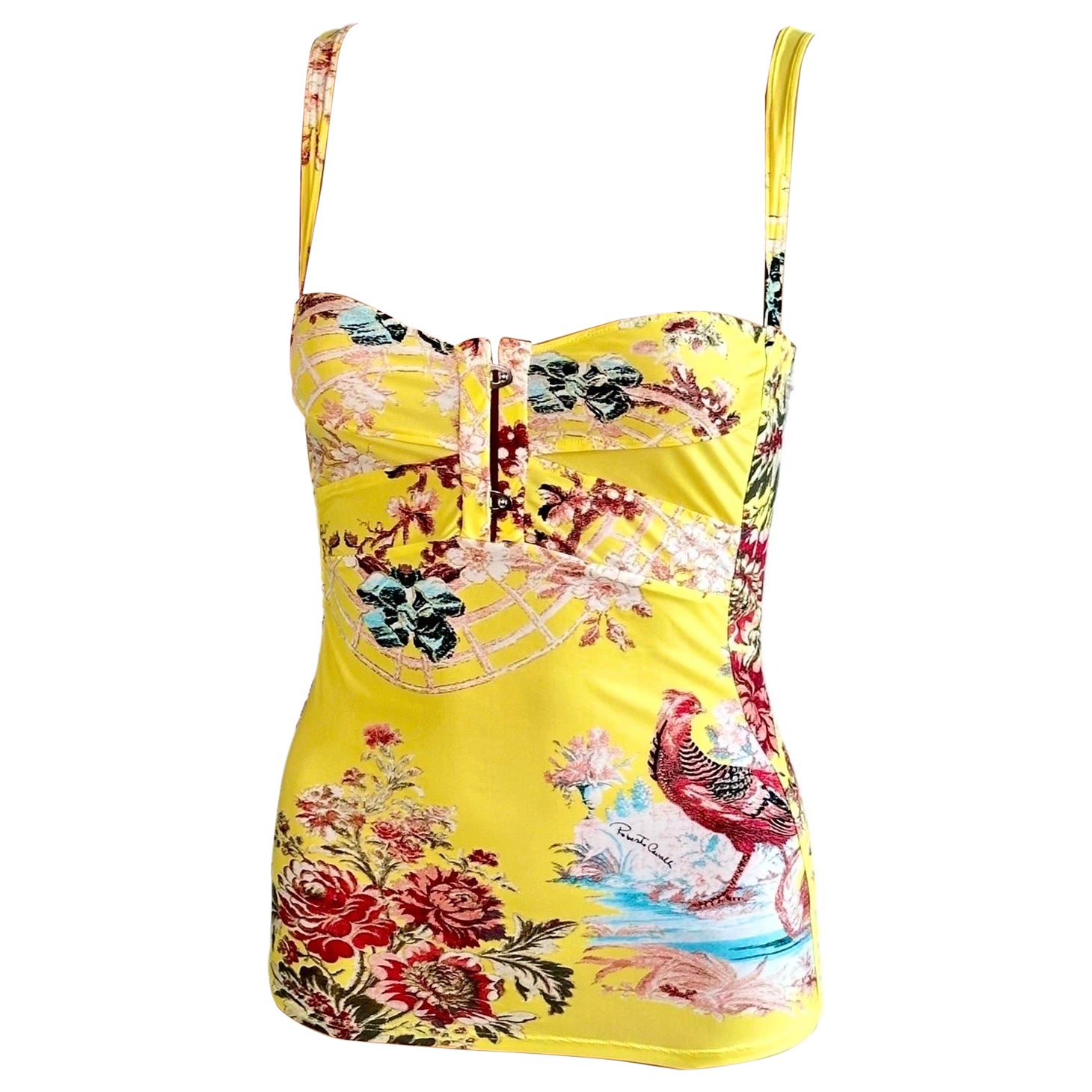 Roberto Cavalli S/S 2003 Chinoiserie Bustier Corset Blouse Tank Top