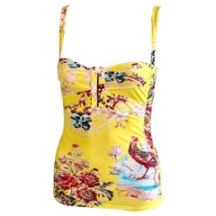 Roberto Cavalli S/S 2003 Chinoiserie Bustier Corset Blouse Tank Top