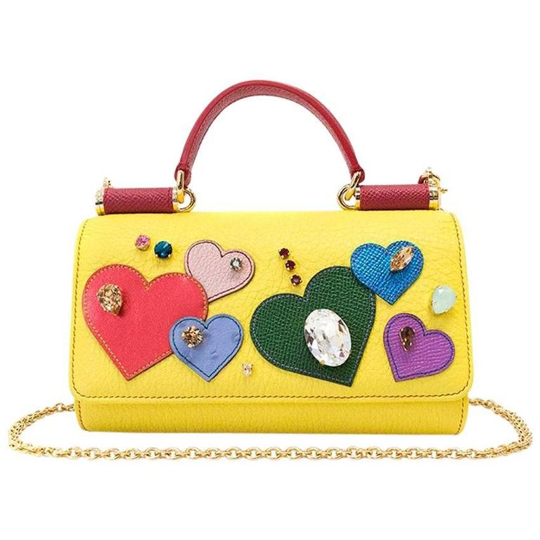 Dolce and Gabbana Yellow St. Valentine Mini Von Wallet Bag For Sale at ...