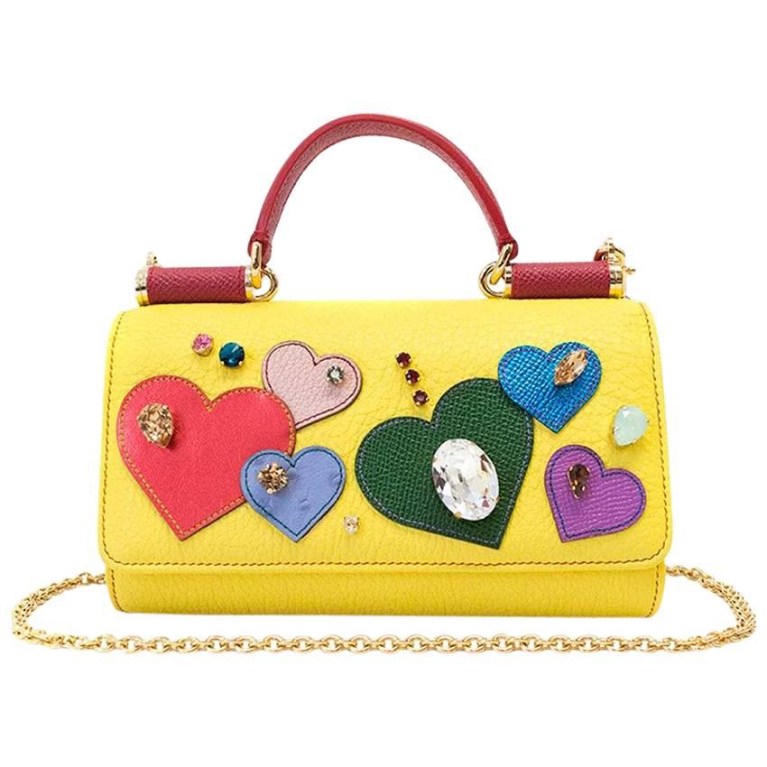 Dolce & Gabbana Yellow St. Valentine Mini Von Wallet Bag For Sale