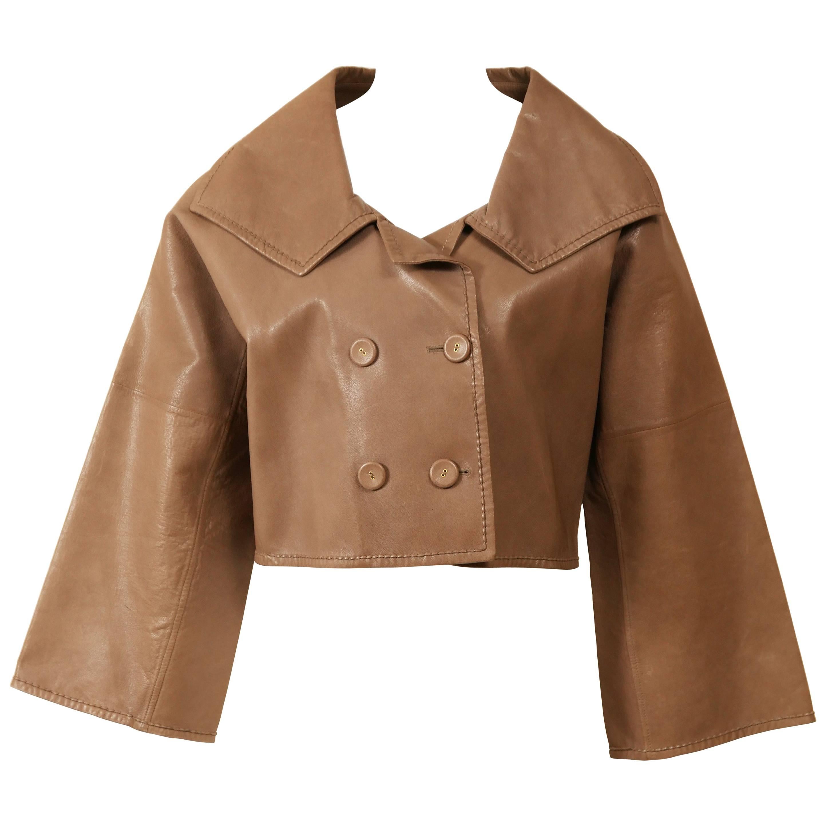 BOTTEGA VENETA Brown Leather Jacket For Sale