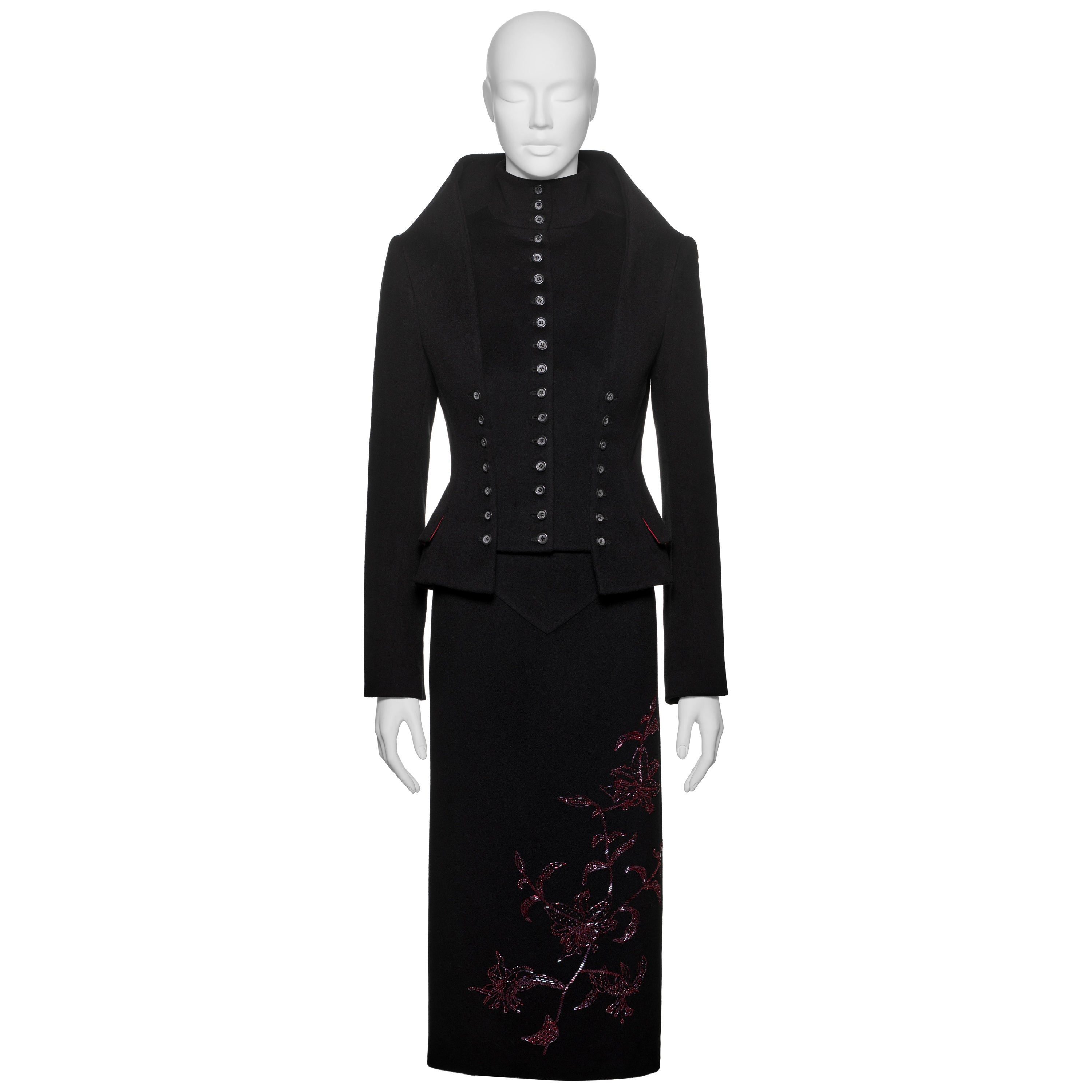 Alexander McQueen Black Cashmere 'Joan' Suit, FW 1998 For Sale