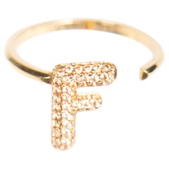 Fendi Gold F Logo Crystal Embellished Ring