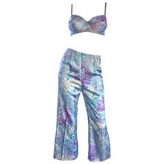1960s Eliglau Milano Deadstock Silk Light Blue Italian Bras and Trousers Set 5