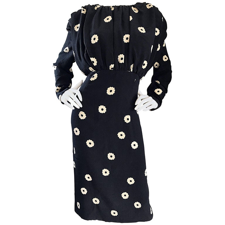 Pauline Trigere For Neiman Marcus Larger Size Vintage Black and White Silk  Dress For Sale at 1stDibs | pauline trigere vintage dress