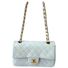 Chanel Classic Flap Vintage 1995 White Lambskin Leather with 24k Gold Hardware