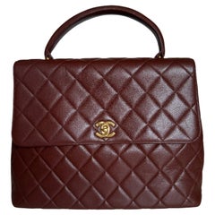 Chanel Top Handle Kelly Flap Bag Caviar Leather 24k Gold Plated 2000-2002