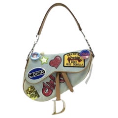 Dior Saddle Bag Vintage Miss Diorella in Blue Denim with Badges Fall-Winter 2001