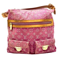 Louis Vuitton Monogram Rosa Denim Baggy GM Borsa a spalla grande