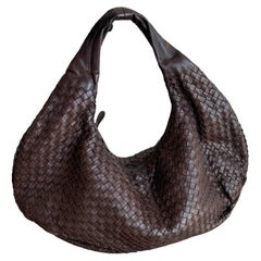 Bottega Veneta Belly Hobo Intreccio Lammfell Leder Brown Large 50cm