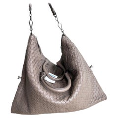 Bottega Veneta Maxi Convertible Tote Bag Hobo in pelle grigia con trasporto bidirezionale 50cm