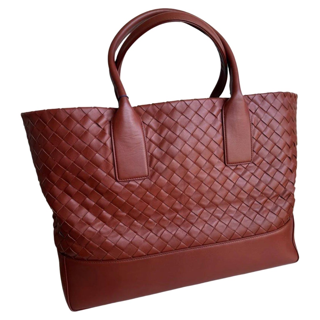 Bottega Veneta Cabat Large Intreccio Leather Tote Bag Burgundy Brick Red For Sale