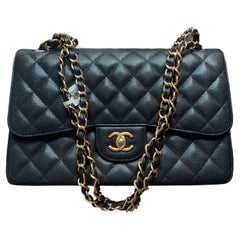 Chanel Classic Flap Jumbo Caviar Leather Double Flap w/ Gold Hardware, 2015-2016