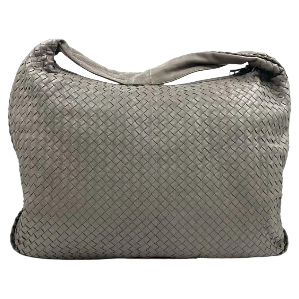 Bottega Veneta Hobo Bag Large Grey Lambskin leather 53cm For Sale