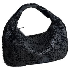 Bottega Veneta Hobo medio in pelle e velluto nero 47cm