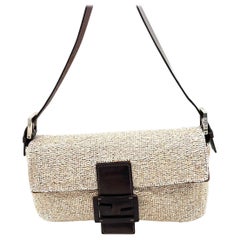 Fendi Baguette Shoulder bag with Glitter Beige Beads