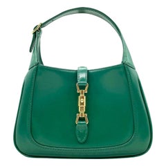 Gucci Jackie 1961 Mini Handbag in Green Leather with Adjustable Strap