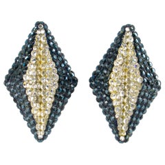 Richard Kerr Jeweled Earrings Blue and Silver