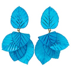Pendientes colgantes florales azules Cilea Paris
