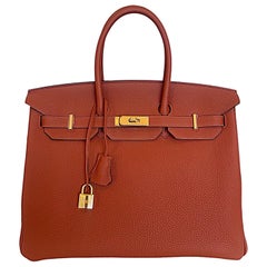 New Hermes Birkin 35 Cuivre / Copper Togo Leather Bag Gold Hardware 2016