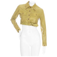 Christian Dior Lammfell-Cropped-Jacke mit Straußenprägung Herbst2000 (John Galliano)