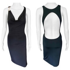 Gucci Vintage Crystal verschönert Horsebit Ausschnitt zurück Bodycon Schwarz Kleid