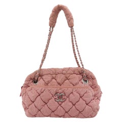 Chanel Nylon Bubble Striped Quilt Accordion Flap Bag Pink, 2009-2010